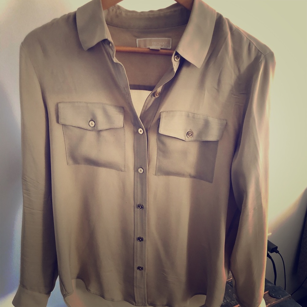 Michael Kors 100% Gold Silk Button Down